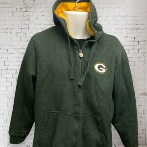 GREEN BAY PACKERS Sherpa Lined W Hood Jacket Full Zip Green Yellow - Teen XL